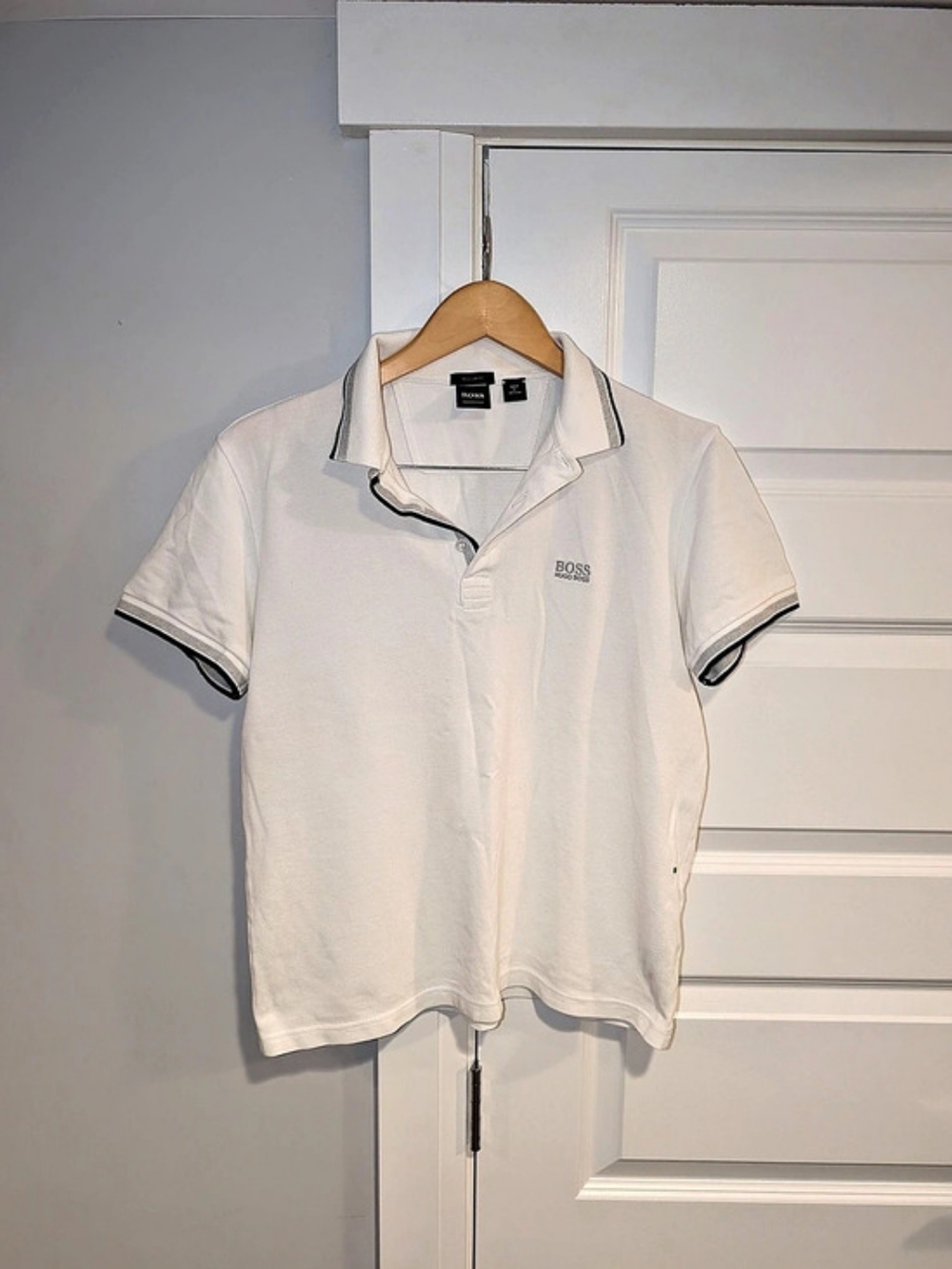 BOSS Regular Fit White Polo Shirt Size Medium
